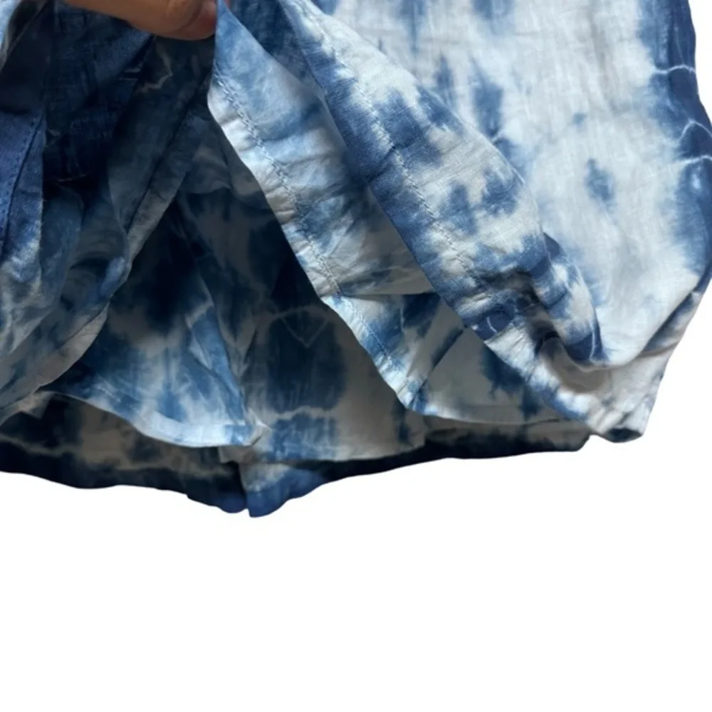 Madewell linen 6 Indigo Shibori‎ blue Tie Dye Skirt Lined